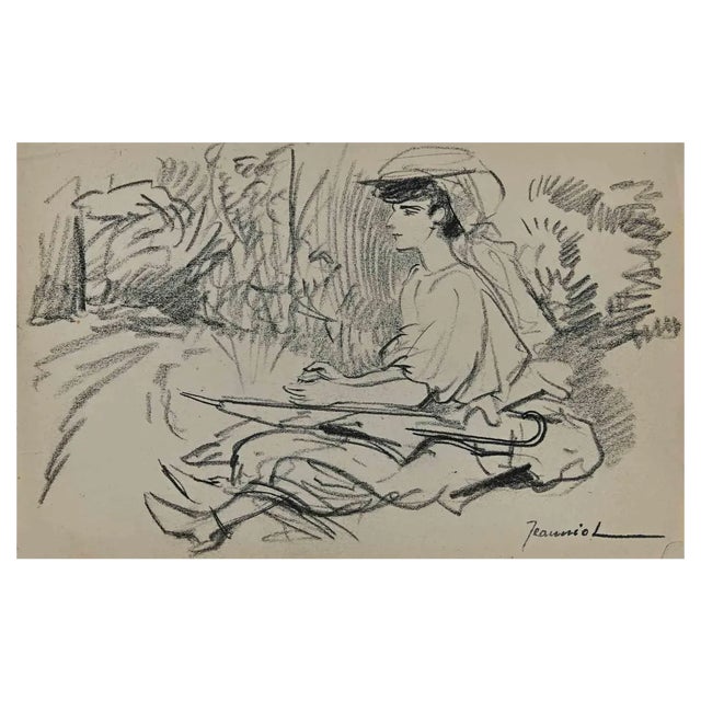 Pierre Georges Jeanniot, Woman, Charcoal Drawing, Early 20th-Century For Sale