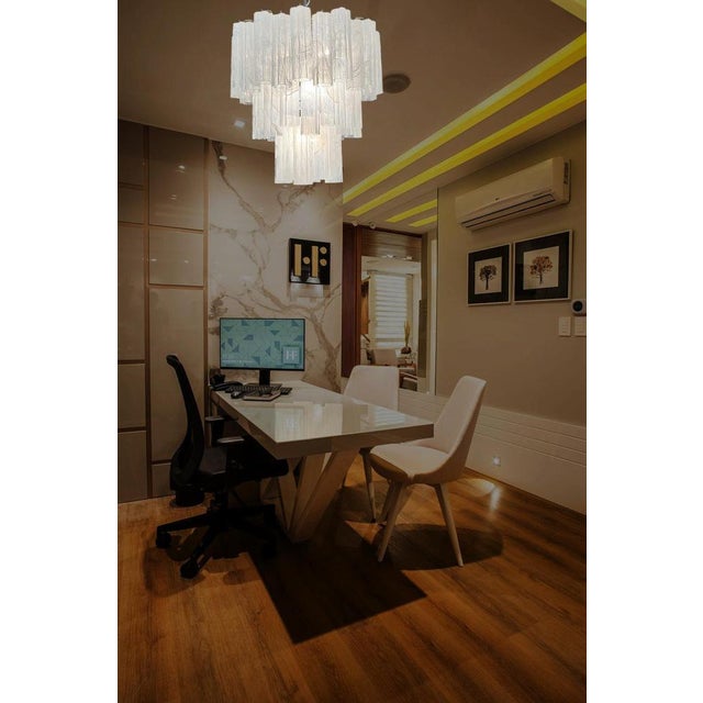 Large Vintage Murano Glass Tiered Chandelier with 78 Alabaster White Glasses, 1990s For Sale - Image 6 of 17