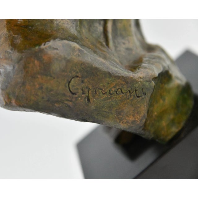 Black Ugo Cipriani, Art Deco Male Bust, 1930, Bronze on Marble Base For Sale - Image 8 of 9