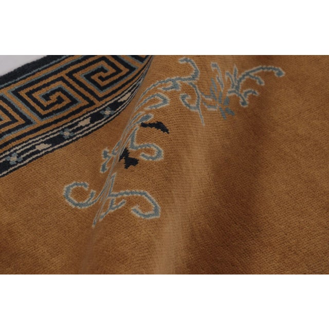 Textile Rug & Kilim’s Chinese Art Deco Inspired Runner Rug, Brown With Greek Key Border For Sale - Image 7 of 8