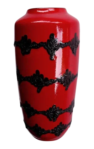 A Large-Scaled West German 1960's Red Glazed Ovoid Lava Pot