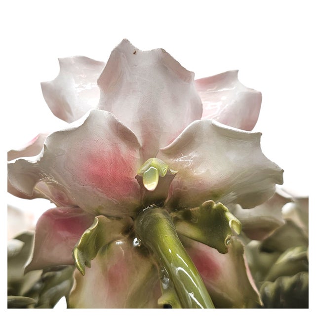Mid 20th Century VTG Large Italian Porcelain Rose Bouquet Basket Centerpiece Capodimonte 22.5” For Sale - Image 5 of 18