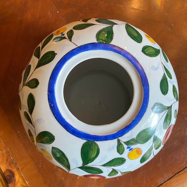 Ceramic Vintage Hand Painted Plum Design Chinese Porcelain Ginger Jar For Sale - Image 7 of 9