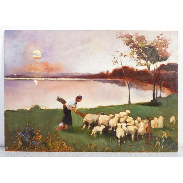 R. Salino, Flock at the Lake, Oil on Panel For Sale - Image 12 of 12