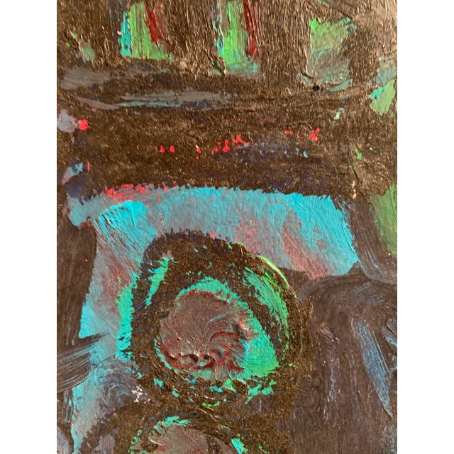 "Red Cheeks" C 2000 Outsider Artist Abstract Figure Painting For Sale - Image 4 of 10