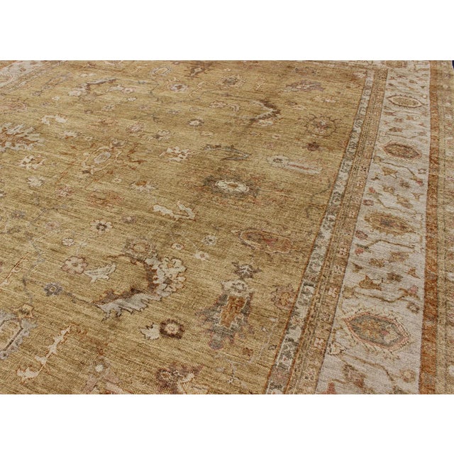 2000 - 2009 Large Angora Oushak Turkish Rug in Warm Colors of Taupe Soft Gold Brown Cream For Sale - Image 5 of 12
