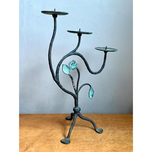 Metal Vintage Floral Metal Candle Holder For Sale - Image 7 of 12