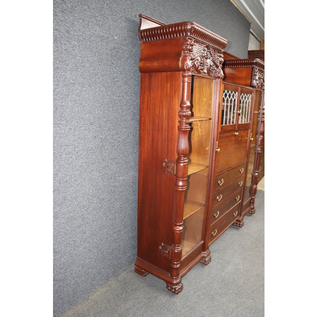 Attributed r.j. Horner Mahogany Breakfront Bookcase Secretary With Winged Griffin Carvings For Sale - Image 10 of 18