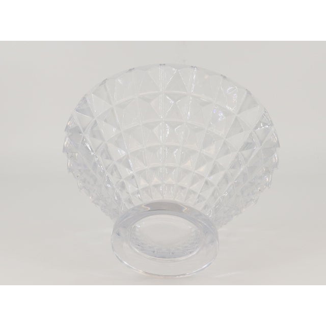 1980s Vintage Geometric Diamond Relief Patterns Crystal Bowl For Sale - Image 5 of 6