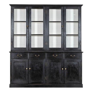 Large English Ebonised Glazed Pine Dresser, 1880s For Sale