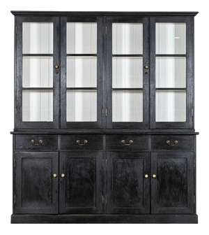 Large English Ebonised Glazed Pine Dresser, 1880s