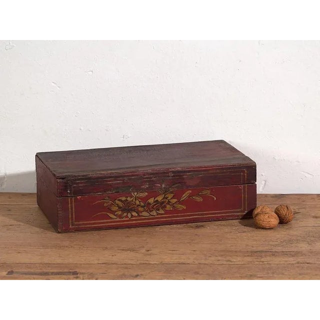 Brown Antique Hand Painted Box with Floral Details, 1900s For Sale - Image 8 of 8
