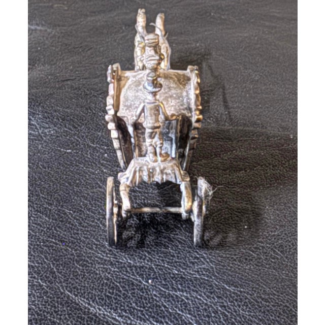 1920s Antique European Staring Silver Miniature Horse Drawn Carriage For Sale - Image 5 of 8