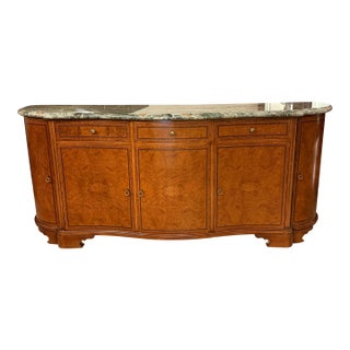 San Francisco Design Center Custom Made Louis XVI–Style Marble Serpentine Credenza For Sale