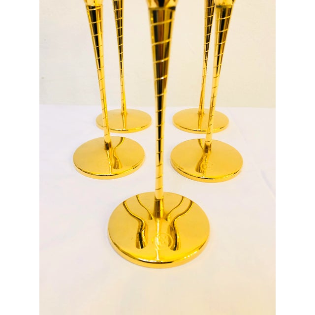 1960s Gold-Plated Prince of Metternich Special Edition Champagne Flutes, Set of 5 For Sale - Image 5 of 9
