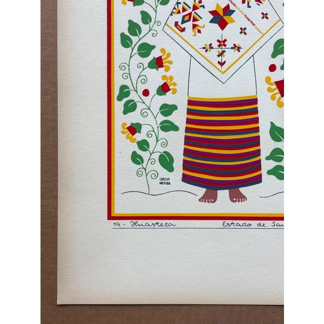 Expressionism Carlos Mérida Silkscreen Print "Huasteca, San Luis Potosi" in 16 x 20 Mat, 1945 For Sale - Image 3 of 4