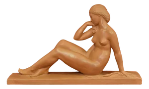 Amedeo Gennarelli / Ortis, Art Deco Nude Sculpture of Young Woman, 20th Century, Terracotta