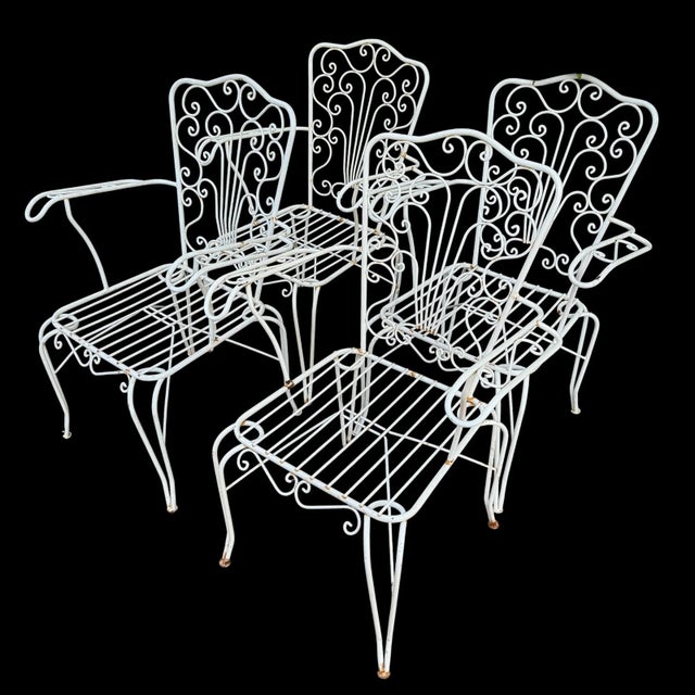 Set of Provençal wrought iron armchairs, gendarme hat, handcrafted from the Avignon region. Set of 4. Seat height 40 cm