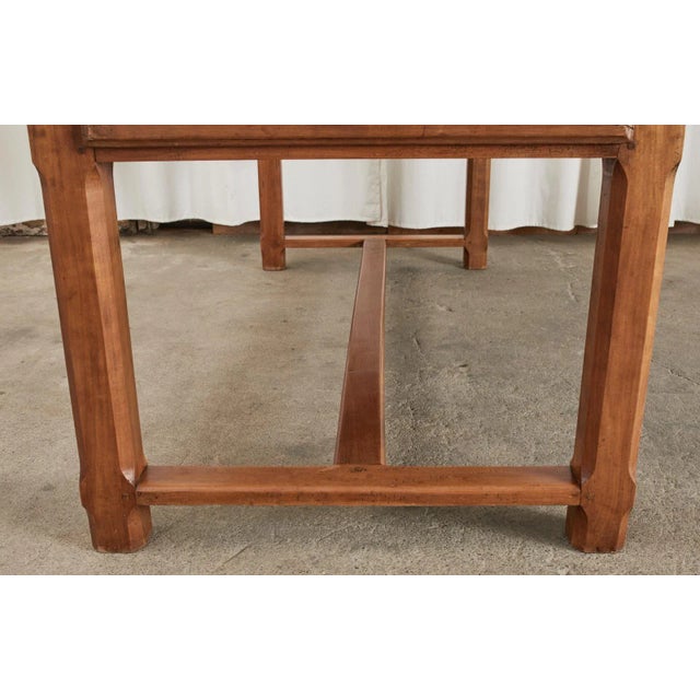 Country French Provincial Fruitwood Farmhouse Trestle Table For Sale - Image 11 of 12