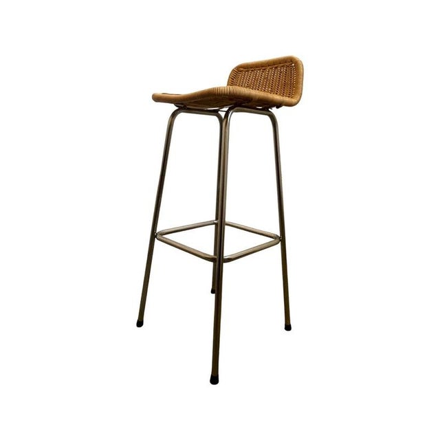 Bar Stool with Wicker Seat by Dirk van Sliedrecht for Rohe Noordwolde For Sale - Image 10 of 10