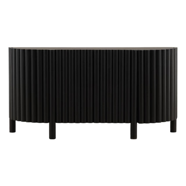 Black Fluted Round Front Sideboard For Sale