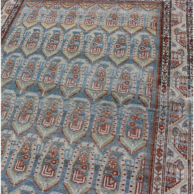 Early 20th Century All-Over Paisley Pattern Antique Persian Malayer Rug in Blue and Red Blue and Red 4'3"x6'4" For Sale - Image 5 of 9