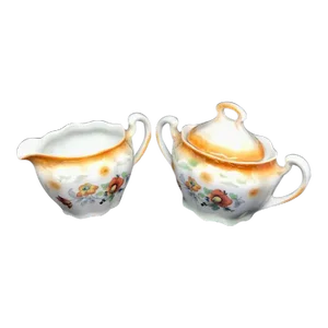 Antique Circa 1920's Creamer and Sugar Bowl Set- 2 Pieces