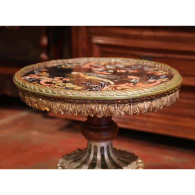 19th Century Italian Baroque Carved Giltwood Side Table With Églomisé Glass Top For Sale - Image 4 of 8