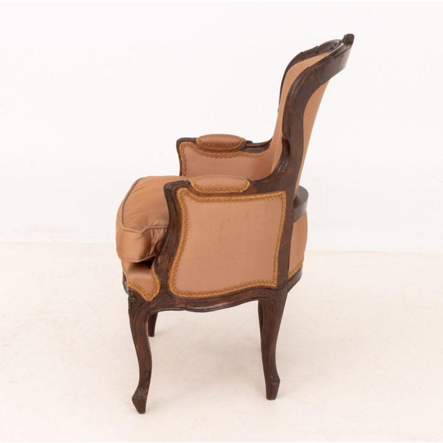 Louis XV Silk Upholstered Child's Bergere For Sale - Image 9 of 11
