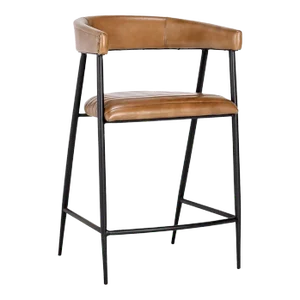 Chestnut Leather U-Back Counter Stool