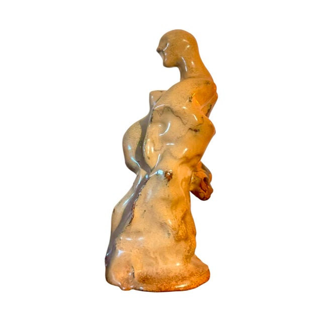 Sculpture Materials Late 20th Century Raku Fired Pregnant Mother & Child Abstract Modernist Clay Sculpture | Fertility Reimagined For Sale - Image 7 of 12