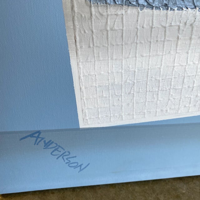 Original Oversized Blue Cubist Style Geometric Painting For Sale - Image 4 of 12