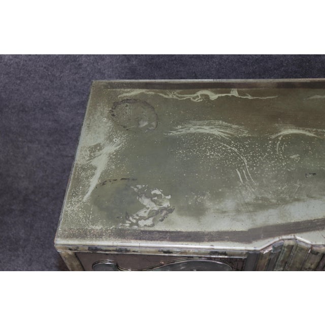 1950's Hollywood Regency Distressed Mirrored Serge Roche Attributed Vanity For Sale - Image 10 of 15