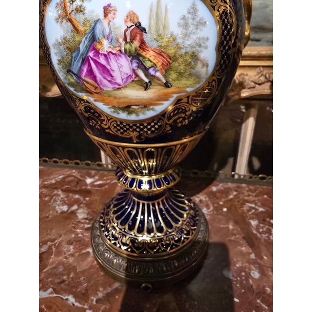 Ink Blue Late 19th Century Antique Attributed to Meissen Porcelain Snake Vases- a Pair For Sale - Image 8 of 11