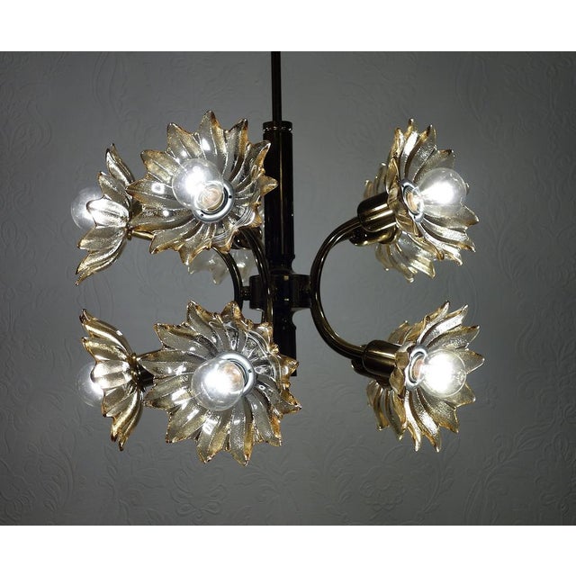 Vintage Hanging Light in Brass and Glass from Sische Leuchten, 1970s For Sale - Image 14 of 15