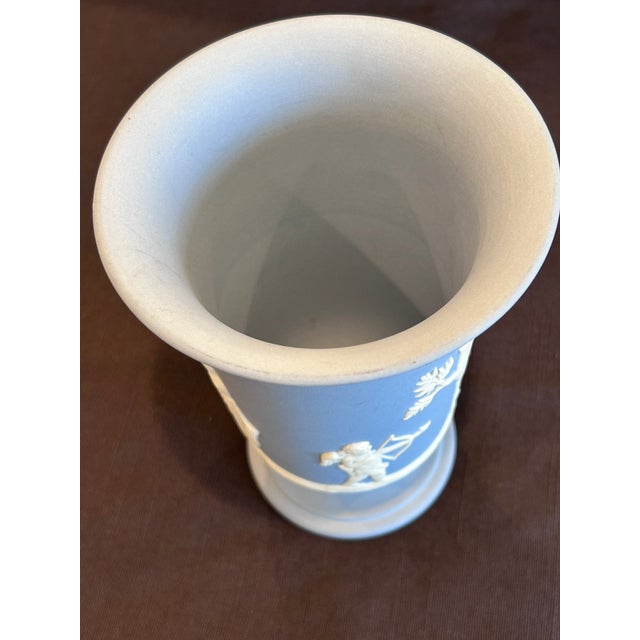 Mid 20th Century Wedgwood Portland Blue Jasperware Vase With Classical Relief, England For Sale - Image 10 of 13