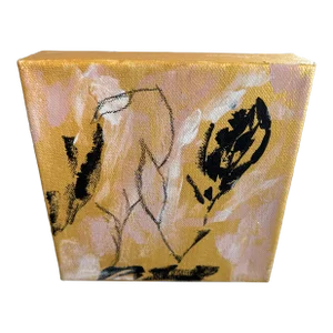 Original Floral Abstract Painting on Canvas Block