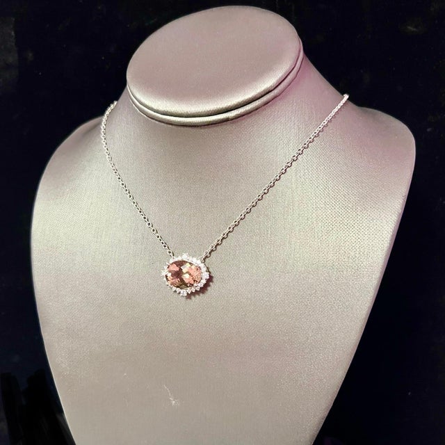 Natural Morganite Diamond Necklace 14k Gold 10.67 TCW Certified For Sale In New York - Image 6 of 11