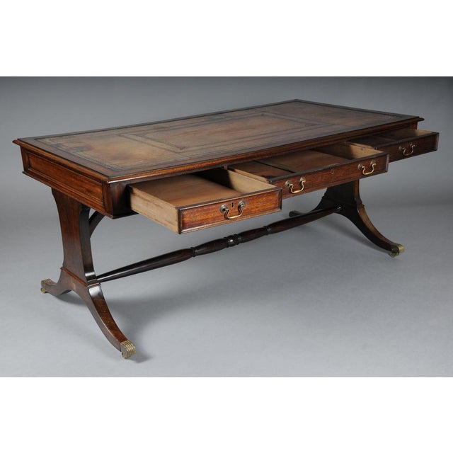English Mahogany Partner Desk, 1900s For Sale - Image 10 of 18