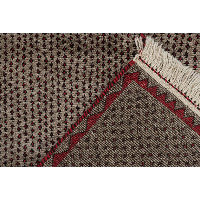 Textile 1950s Vintage Persian Rug in Beige With Red and Black Geometric Patterns by Rug & Kilim For Sale - Image 7 of 8