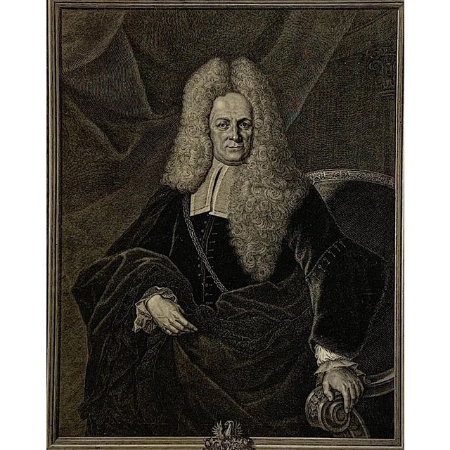 Portraiture 18th Century Paulus A. Stetten Portrait Mezzotint Antique Print by George Bathasar Probst For Sale - Image 3 of 9