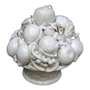White Glazed Ceramic Basket of Fruit, Mrs Henry Ford II Estate