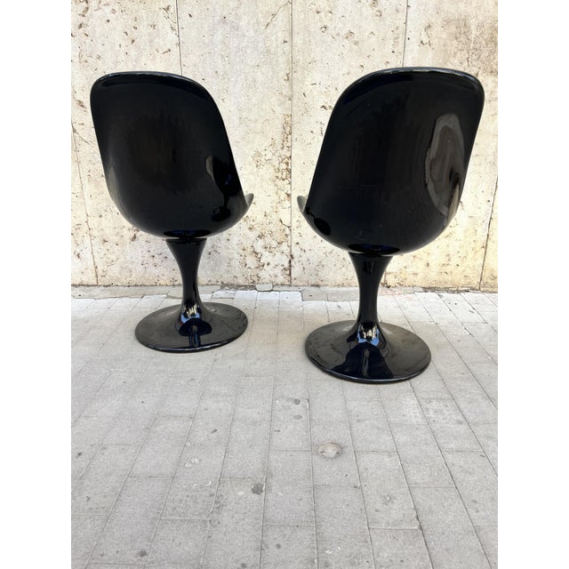 Set of Vintage Black Armchairs, 1950s For Sale - Image 4 of 6