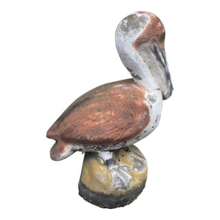 1950s Concrete Pelican Sculpture Distressed Finish For Sale