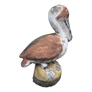 1950s Concrete Pelican Sculpture Distressed Finish