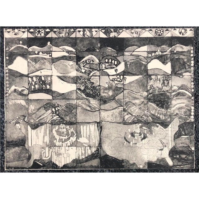 Jasper Johns inspired USA etching and aquatint by Atlanta artist Adrienne Anderson (1949-2020). Anderson earned her MFA...