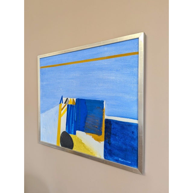 Mid 20th Century Mid-Century Modern 'The Golden Divide' Swedish Original Abstract Oil Painting, Framed For Sale - Image 5 of 11