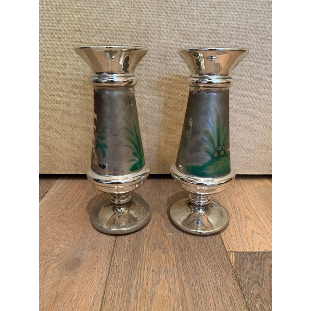 Early 20th Century Mercury Glass Urns - Set of 2 For Sale - Image 10 of 10