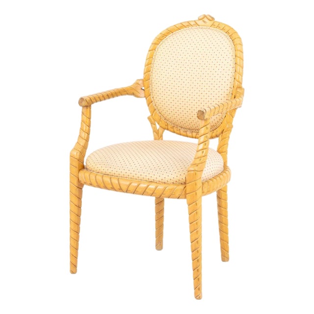 Hollywood Regency Style Rope Twist Motif Arm Chair For Sale