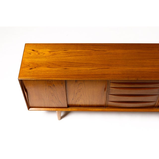 1960s Attributed to Danish Modern Mid Century Teak Credenza Sideboard — Sliding Doors — Dyrlund For Sale - Image 9 of 10